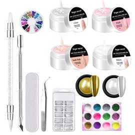 Solid Builder Gel for Nails, 15g Clear Hard Gel for Nails 3D Sculpting nail Gel Carving Nail Extension Art Salon Home Non-Sticky Hand (Set C)