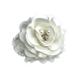 Kokoma Elegant Peony Flower Brooch Pin for Women Lady Fabric Flower Pearl Brooch Lapel Pins for Wedding Bohemia Dress Suit Ceremony Clothes Accessories Jewelry (White)