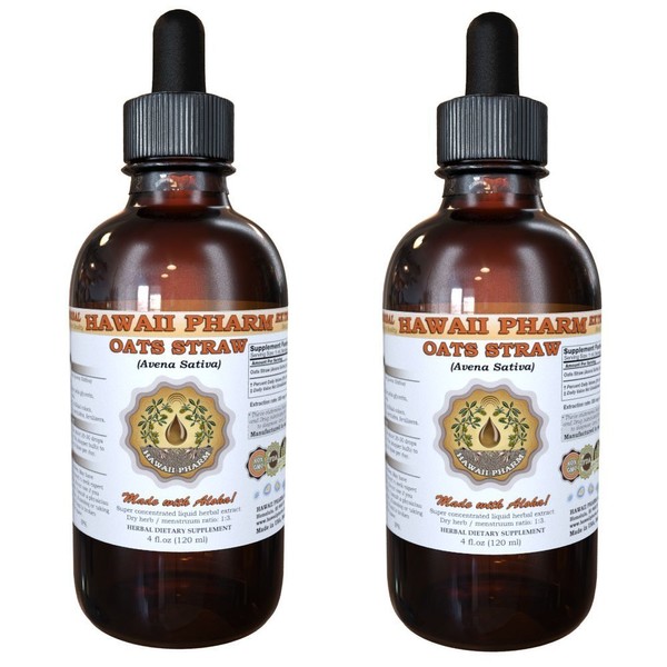 HawaiiPharm Oat Straw Liquid Extract, Organic Oats Straw (Avena Sativa) Tincture, Herbal Supplement, Made in USA, 2x4 fl.oz