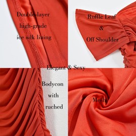 Women's Sexy Off Shoulder Sleeveless Bodycon Ruched Midi Elegant Cocktail Evening Party Night Tube Dresses X-Large