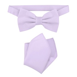 Vesuvio Napoli BowTie Solid Lavender Purple Color Mens Bow Tie & Handkerchief