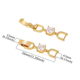 MEEDOZ 4.5mm Wide Necklace Bracelet Extenders Clasp, 3pcs White Gold Plated Cubic Zirconia Foldover Extension Jewelry Clasp Sets for Jewelry Making (Gold 4.5mm)