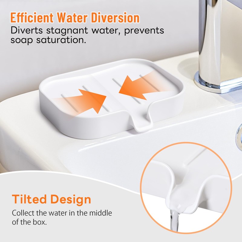 ​Kovenora 2 PCS Plastic Soap Dish with Drainage, Wall-Mounted and