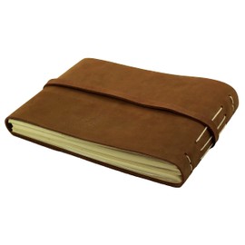 Rustic Genuine Leather Photo Album with Gift Box - Scrapbook Style Pages - Holds 60 4x6 or 5x7 Photos Brown