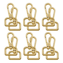 12Pcs 3/4" Inside Diameter Swivel Snap Keychain Hook for Crafts,Metal D Ring Swivel Lobster Clasp Swivel Clasps Claw Lobster Lanyard Clasp Keychain Clips for Keychain Lanyard,DIY Crafts (Light Gold)