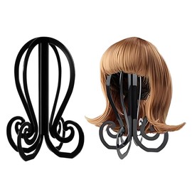 SJQBAINING 11.7 Inches High Wig Stand, Collapsible Wig Head Stand Easy to Assemble, Portable Travel Extensions Stands Durable Wigs Holder for Long Short Hair Hats Cosplay Masks Travel
