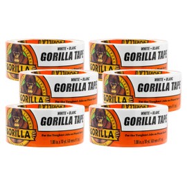 Gorilla Tape, White Duct Tape, 1.88" x 10 yd, White, (Pack of 6)