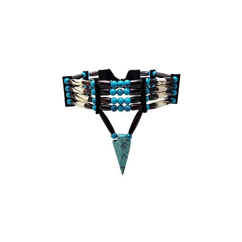4 Row Buffalo Bone Hairpipe Beads Traditional Tribal Choker Necklace