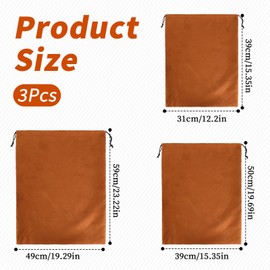 3 Pack Dust Bags for Handbags, Purse Dust Bags for Storage with Drawstring, 3 Sizes Suede Dust Cover Bag, Flannel Purse Storage Bag, Travel Storage Pouch for Handbags Shoes Boots