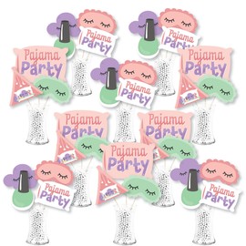 Big Dot of Happiness Pajama Slumber Party - Girls Sleepover Birthday Party Centerpiece Sticks - Showstopper Table Toppers - 35 Pieces