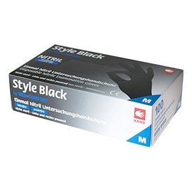 Nitrile Gloves Style Size M Powder-Free Black Pack of 100