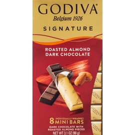 Godiva Signature Roasted Almond Dark Chocolate Mini Bars - 3.1oz