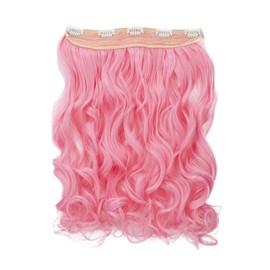 CAISHA 5 Clips 60 cm One Piece Clip In Extension Colourful Hair Extensions Heat-Resistant Hairpiece Wavy or Straight Pink C106