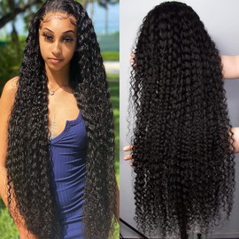 Siyun Show Deep Wave Lace Front Wigs Human Hair 13x4 Lace Front Wigs Human Hair Wigs for Black Women 32 Inch