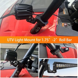 Light Bar Mounts Roll Cage - 360° (40°x9) Rotating Aluminium LED Lights Bar Bracket for 1.75”-2” Roll Bar UTV ATV Accessories, Mounting Clamp for Jeep Truck Off-Road Work Fog Lights M6 M8 M10, Pack 2