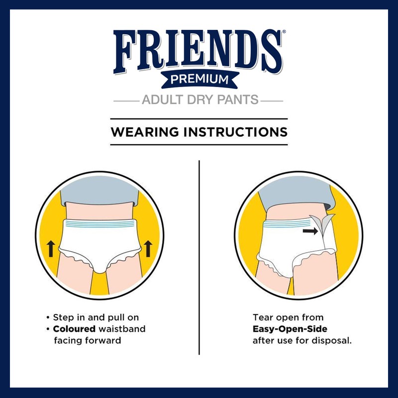Friends Premium Disposable Pull-Up Unisex Incontinence Pants | Anti-Leak Security,