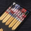 5 Pairs Natural Reusable Bamboo Chopsticks with Fortune Cat Print,