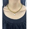 18K Gold Chunky U-Link Chain with Pearl Necklace | Adjustable