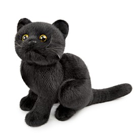 lilizzhoumax Simulation Black Cat Plush Toy 28cm/11”, Realistic Stuffed Animal Wild Cat Stuffed Animals, Cute Super Soft Cat Plush Home Decoration Animal Toys, Gift for Kids