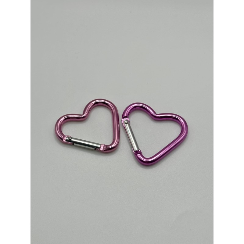 2pk Heart Shaped Keychain Clips Heavy Duty Carabiner Aluminum Alloy