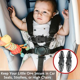 2-Pack Anti-Escape Car Seat Safety Clips - Universal Chest Strap Lock for Harnesses | Quick-Snap Security Clip to Prevent Unbuckling
