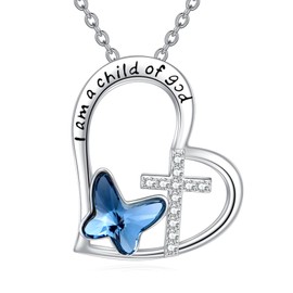 POPLYKE Heart Necklace for Women 925 Sterling Silver Animal Pendant Necklace Love Heart Pendant on 18 Inch Chain with 2 Inch Extension, Sterling Silver