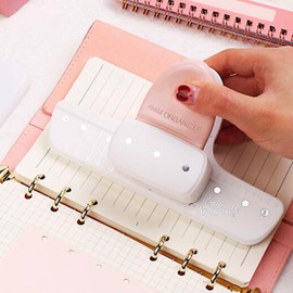 Scrapbooking Hole Puncher, 3 Hole Punch, 4mm Dia, 19mm Space Punching Tool for A5 A6 A7 A8 A7 Pocket A6 Peronal A8 Mini with Alignment Ruler, Plastic Base for Paper Collection