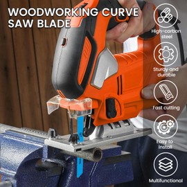 CRNXOMP 77Pcs U-Shank Jigsaw Blade Set 6T 8T 10T 14T 18T 24T 32T HCS/HSS Saw Blade Assortment Kit with Storage Case Fast Cut Down Jigsaw Blade for Wood Metal Plastic Cutting(77pcs)