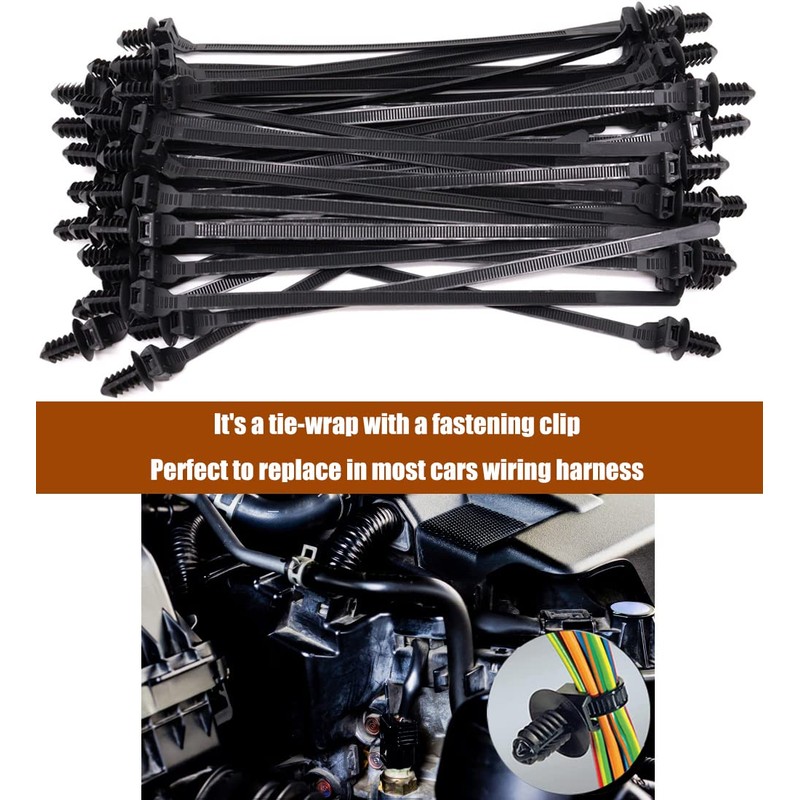 Nylon Push Mount Cable Zip Tie, 8.3" Heavy Duty Nylon