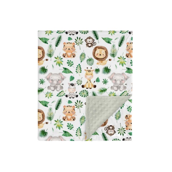HawSkgFub Safari Jungle Animals Mink Baby Blankets with Dotted Backing