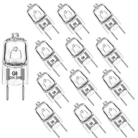 G8 Bulb,120V 20W G8 Halogen Light Bulbs 2 pin, Dimmable G8 2pin Base Halogen Bulbs for Under Cabinet Lighting Replacements,Over The Stove Range Light Bulb for GE Microwave - 2700K Warm White(12 Pack)