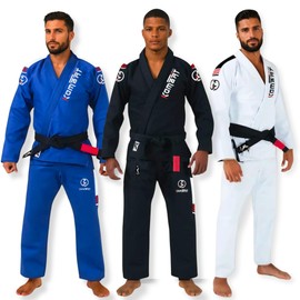 KOMBAT USA Thunder Gi | Light Weight Premium Quality | Brazilian Jiu-Jitsu - BJJ | Adult - Preshrunk w/FREE WHITE BELT (Black, A1L)