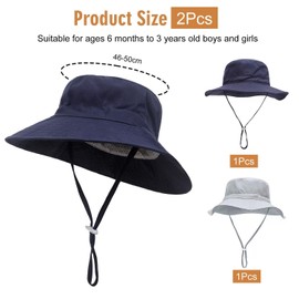 2 Pieces Of Children'S Sun Hats, Baby Sun Hats, Foldable Baby Hats, Simple Solid Color Sun Hats, Adjustable Bucket Hats, Breathable And Quick-Drying Beach Hats