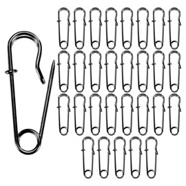 M METERXITY 30-Pack Large Safety Pins, 1.1" Spring Lock Pins Blanket Bulk Pins for Fashion/Clothes/Sewing/Quilting/Upholstery/Laundry/DIY Craft/Decorative, Big Safety Pins [Black]