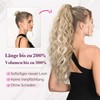 REECHO Ponytail Extension, 66 cm Long Beach Wavy Drawstring Ponytail