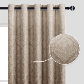 DWCN Brown Curtains for Bedroom - Ombre Damask Patterned Thermal Insulated Energy Saving Grommet Drapes for Living Room, 1 Pair Gradient Window Curtain Panels, 60 x 84 Inch Length