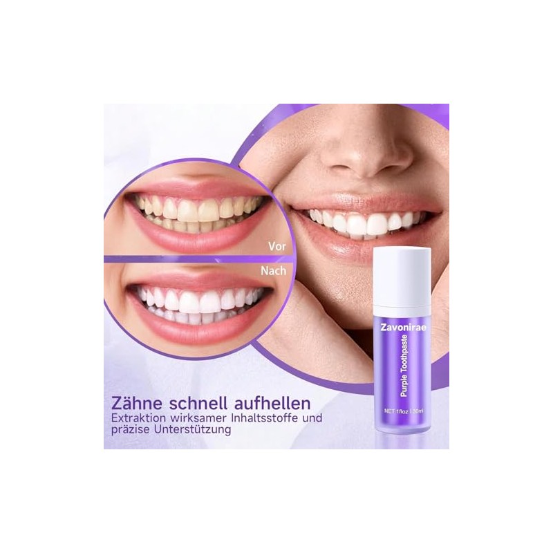 Purple Toothpaste White Teeth, 30 ml Purple Teeth Whitening Toothpaste,