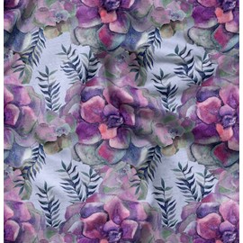 Soimoi Blue Rayon Fabric Leaves & Begonia Floral Fabric Prints By metre 58 Inch Wide