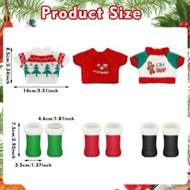 6-Piece Doll Clothes Accessory Set with Dolls Jumper Christmas Doll Shoes, Mini Jumper Mini Boots for Dolls, Christmas Clothes Doll, Christmas Elves Accessories for 1/12 Dollhouse