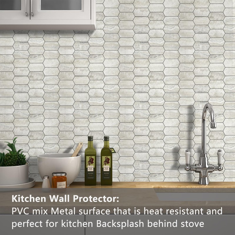 Vamos Tile Long Hexagon Peel and Stick Backsplash Tile -