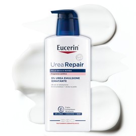 Eucerin Urea Repair Emulsione Idratante 5% Fragranza Lenitiva 400 ml, Crema idratante corpo 48h, Crema Urea al 5% e Ceramidi, Formula profumata per pelle secca e ruvida