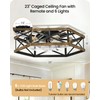 23" Farmhouse Flush Mount Ceiling Fan with Lights and Remote,