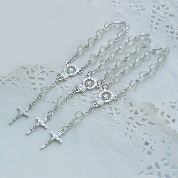 24pcs Clear Acrylic Mini Rosary Favors - Baptism - Communion
