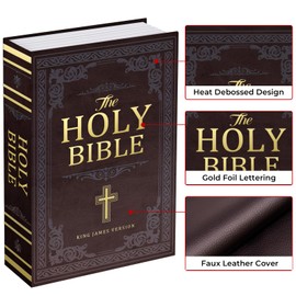 Sekam Book Safe with Combination Lock, Hidden Safe (24 x 15 x 5.5 cm) with Fireproof Bag, Secret Diversion Safe, Hollow Book Box Hidden Storage, Money Safe Box for Cash (Bible M)