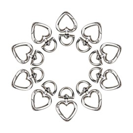 Coshar Heart Shape Swivel Snap Hook 360° Rotatable Buckles Keyring Hanging Clasps, Pack of 10, 1.8"x1.1" (Silver)
