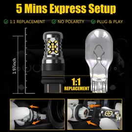 ANYTOP 3157 3156 LED Bulb Reverse Lights White, 500% Brighter 3056 3057 4057 4157 Backup light, DRL, Brake Parking Signal Light, Non-polarity Tail Light Bulb 2016-45LED Upgrade 6000K 2PCS