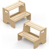 Uiirvdy Step Stool for Toddler, Sturdy Wooden 2-Step Stool with