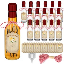 NVioAsport 16 Pack Glass Vanilla Extract Bottles 5 oz with Lids, Vanilla Extract Labels, Shrink Band and Funnel, Glass Jar Vanilla Bottles for Syrup, Jars for Vanilla Extract