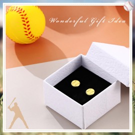Tondiamo 1 Pair Sports Ball Studs Gold Plated Copper Football Baseball Earring Studs for Women Fan Jewelry Gift with Box(Baseball)