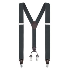 Buyless Fashion Suspenders for Men - 48" Elastic Adjustable Straps 1 1/4" - Y Shape - 5103-Gray